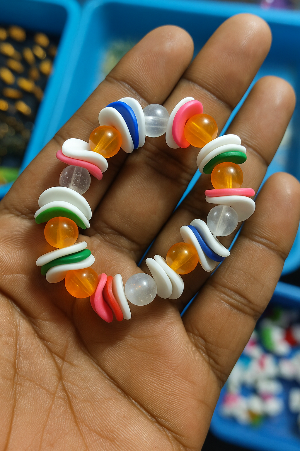 Funky Color Pop Bead Bracelet – Vibrant Stretchable Wristband for Teens & Trendsetters by VAYU INK